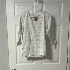 Vince Cream Long Sleeve Top with Subtle Embellishments